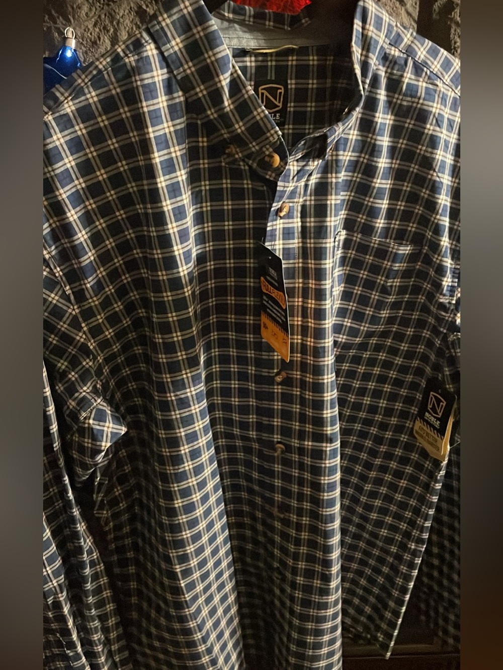 Noble Outfitters-XL Men's Blue Plaid Button-Down Shirt NWT